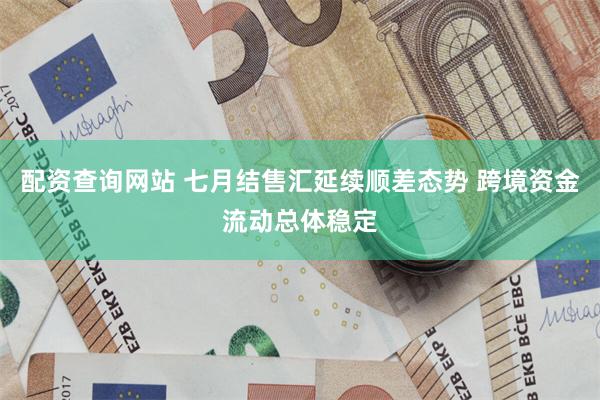 配資查詢網站 七月結售匯延續順差態勢 跨境資金流動總體穩定